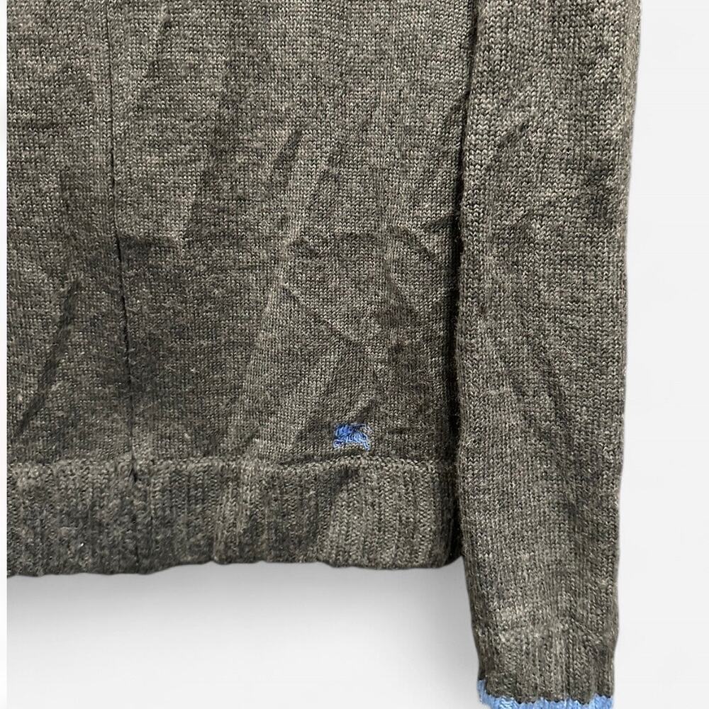 Burberry Black Label Wool Quarter Zip Sweater Plaid Panel Size Small - Picture 5 of 8